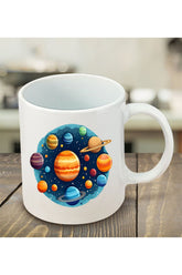 Gezegen Tasarımlı Kupa Bardak - Seramik Çay, Kahve Hediyelik Bardağı